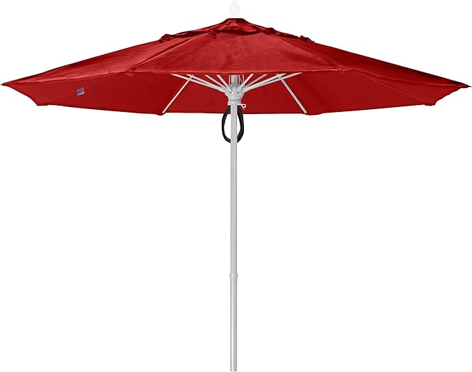 FiberBuilt Market Umbrella with Pulley & Pin Lift, 9 Foot Forest Green Marine Grade Canopy and Champagne Bronze Pole - 9MPPCB-8603