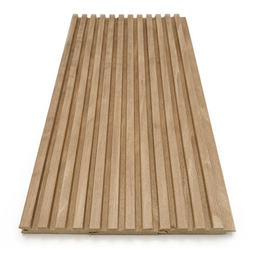 PROSAUNAS Thermo-Aspen Sauna Wall Material Groove-S 1" x 3" Thermally Modified Tongue & Groove Fluted Slat
