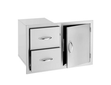 TrueFlame 33" 2-Drawer & Access Door Combo Masonry Frame Return - TF-DC2-33M-A