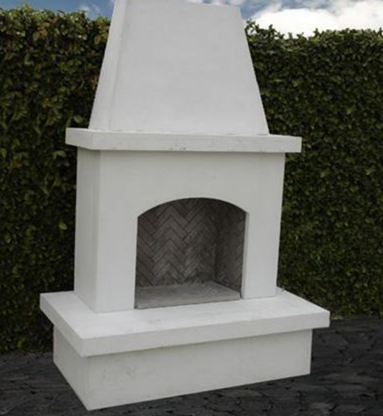 American Fyre Designs 96 Inch Vented Free-Standing Outdoor Contractor's Model Fireplace, White Concrete - 040-11-A-WC-RBC