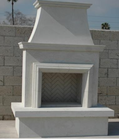 American Fyre Designs 91 Inch Vented Free-Standing Outdoor Contractor's Model with Moulding Fireplace, White Concrete - 045-11-A-WC-RBC