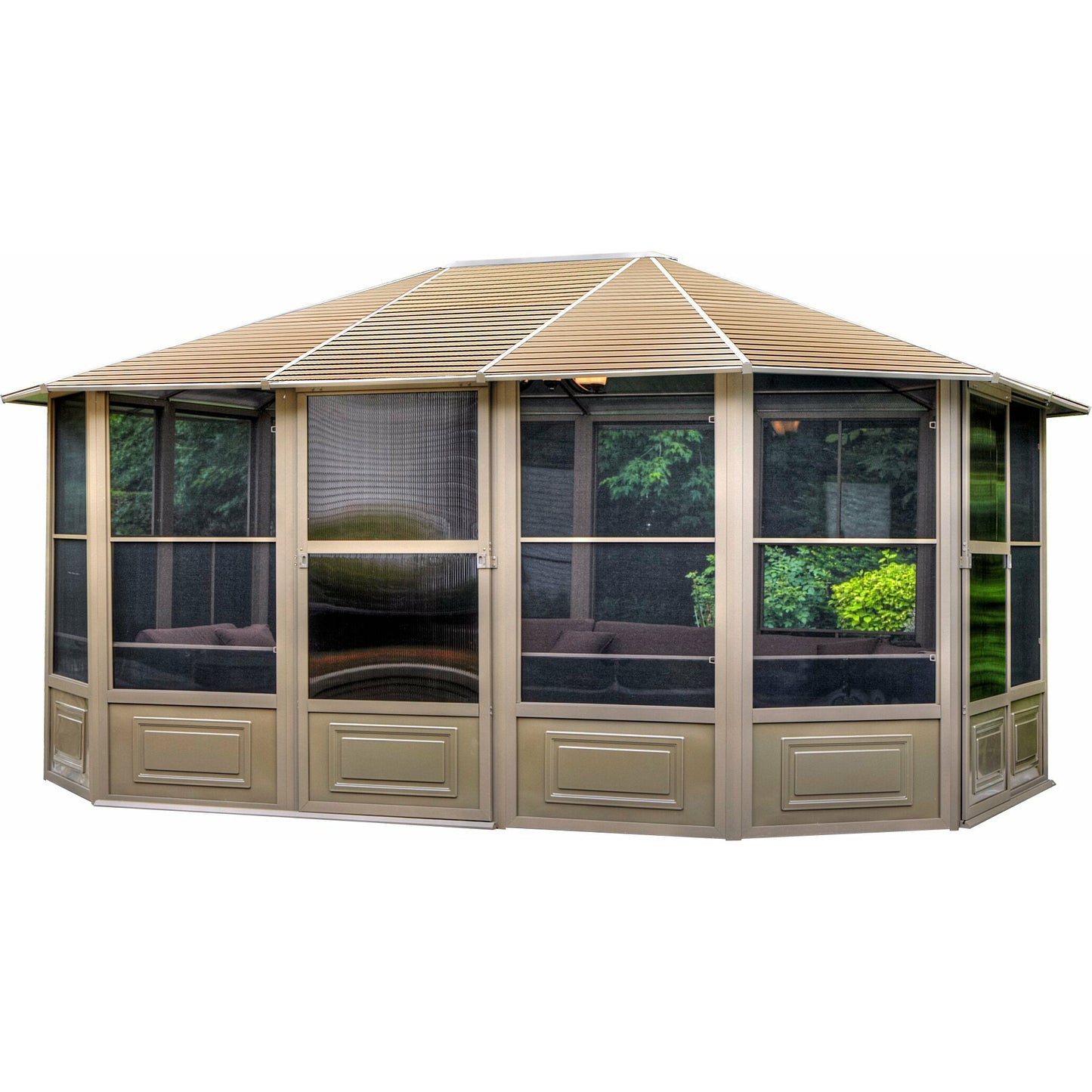 Gazebo Penguin Florence Solarium with Metal Roof 12'x15' Sand - 41215MR-12