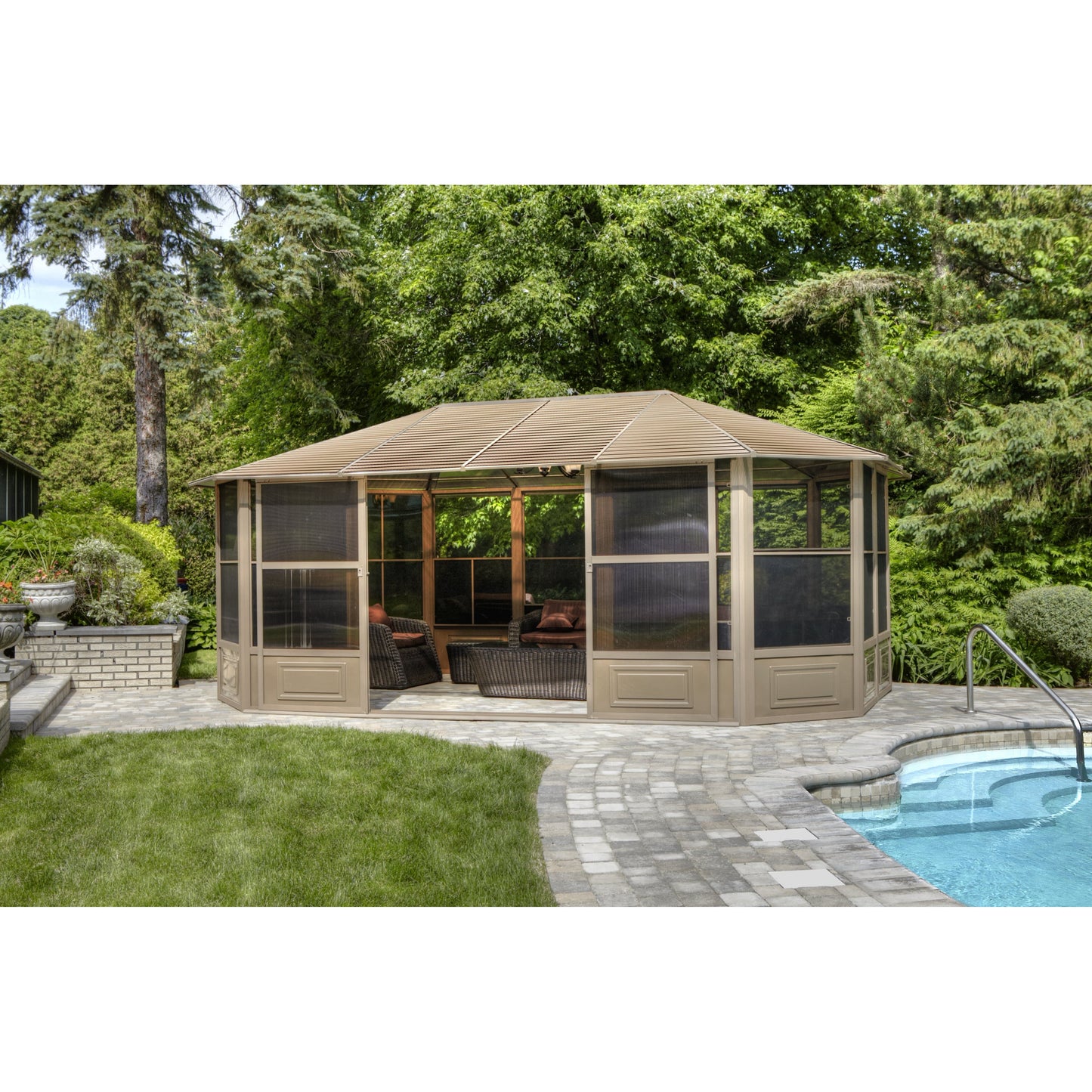Gazebo Penguin Florence Solarium with Metal Roof 12'x18' Sand - 41218MR-12