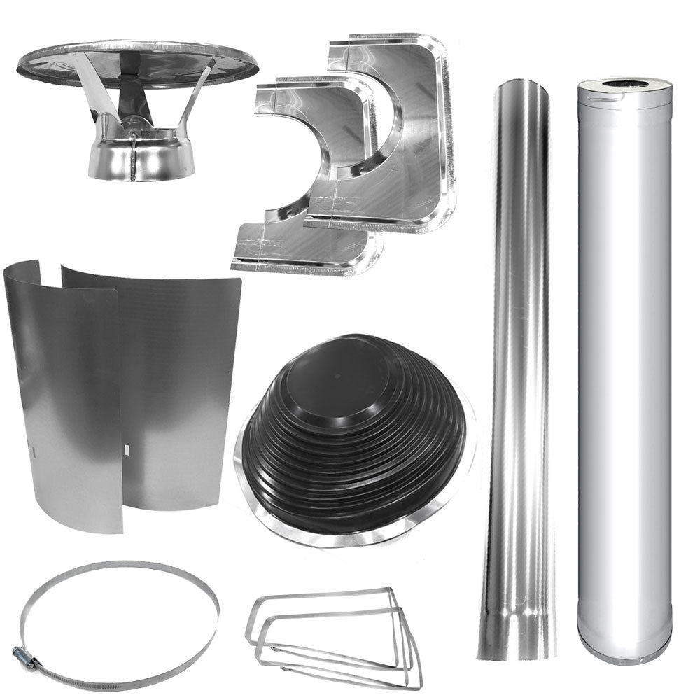 Harvia Chimney & Assembly Kit, Barrel, Flat Roof, Stainless WHP1000500-PKG