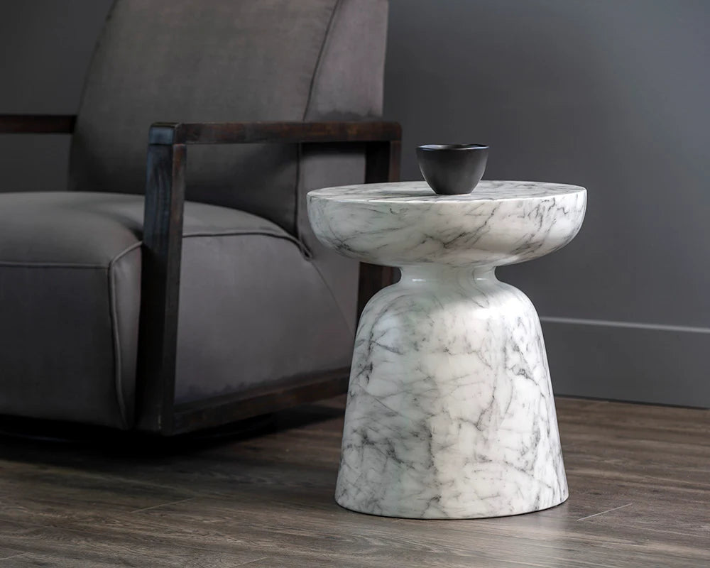 SUNPAN Lucida End Table - Marble Look