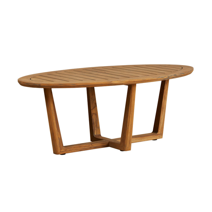 Lloyd Flanders Teak 48" Oval Sled Base Cocktail Table - 286344