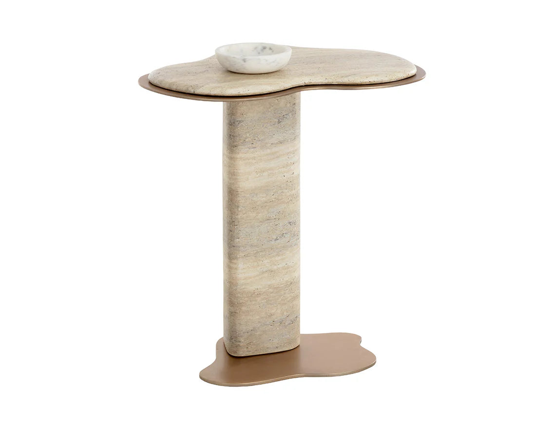 SUNPAN Isola End Table - Travertine Look