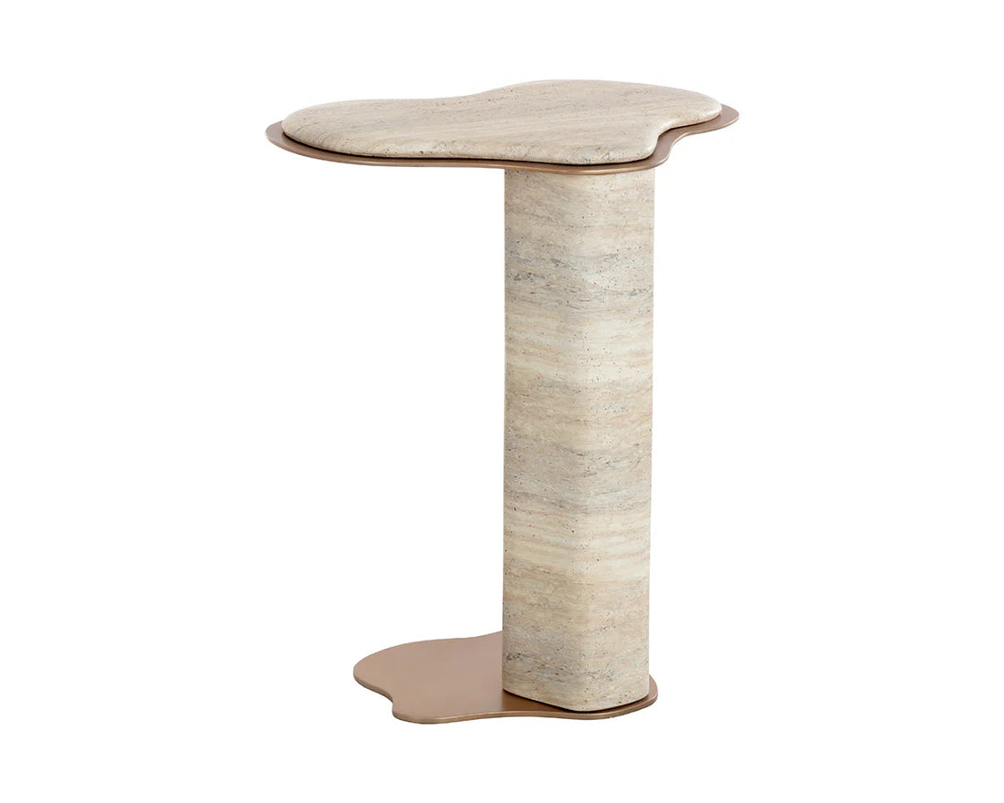 SUNPAN Isola End Table - Travertine Look