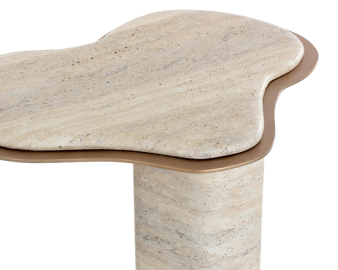 SUNPAN Isola End Table - Travertine Look