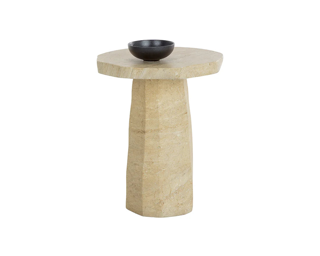 SUNPAN Baldur End Table - Travertine Look