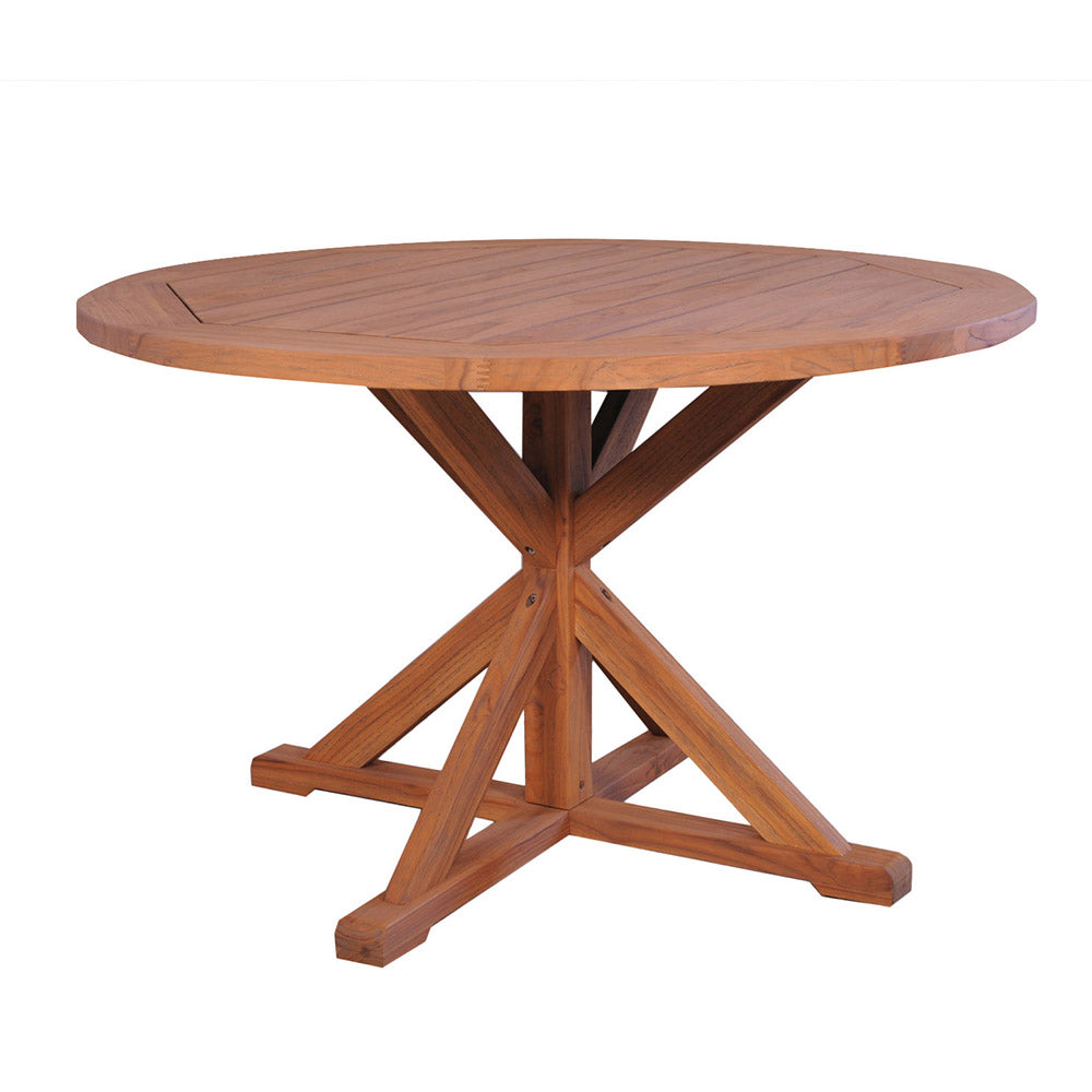 Lloyd Flanders Teak 48" Round Cross Base Dining Table - 286148