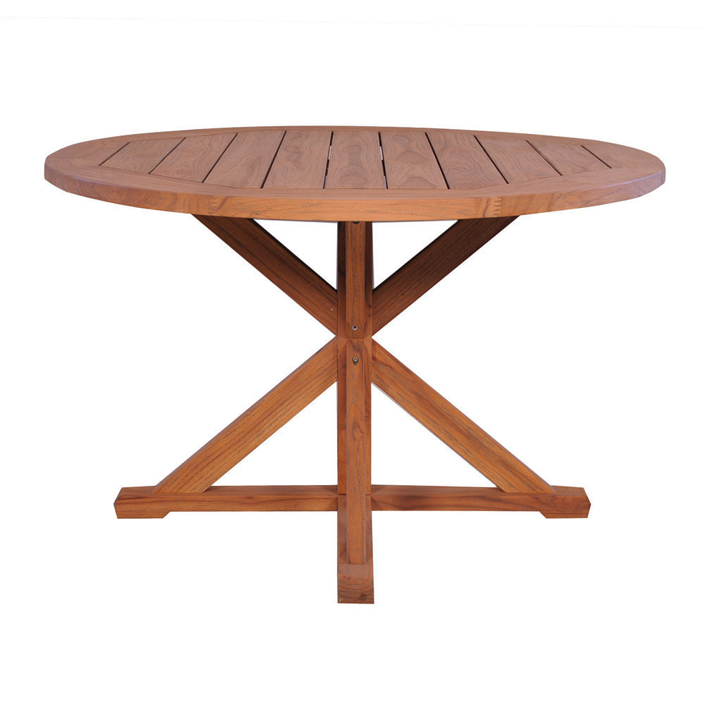 Lloyd Flanders Teak 48" Round Cross Base Dining Table - 286148