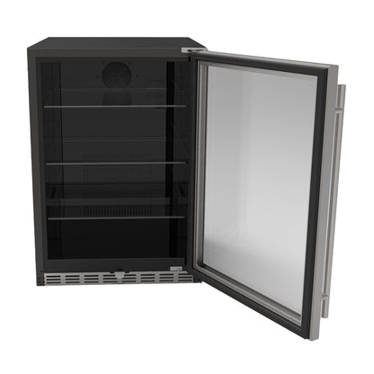TrueFlame 24" 5.1c Outdoor Rated Fridge w/ Glass Door and Glass Shelves - AMD-RFR-24G