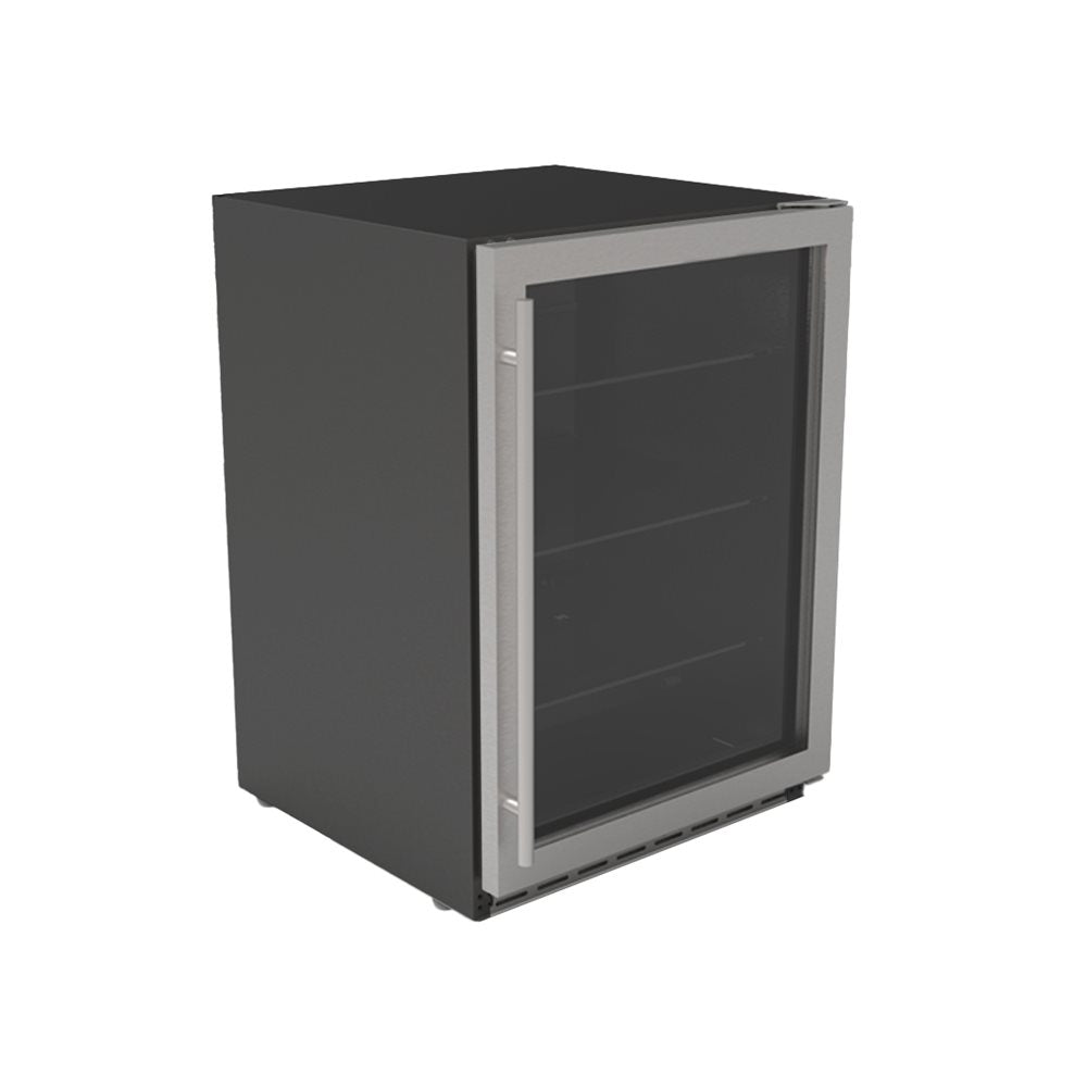 TrueFlame 24" 5.1c Outdoor Rated Fridge w/ Glass Door and Glass Shelves - AMD-RFR-24G