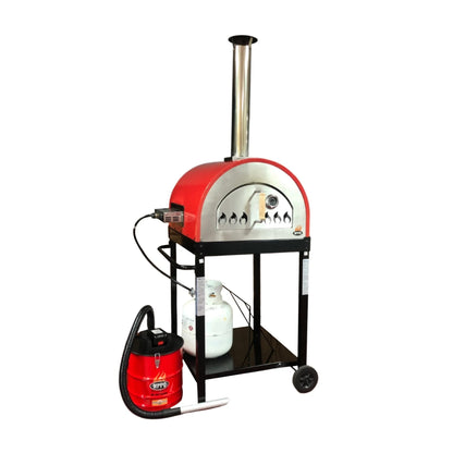 WPP0 Traditional 25" Red Dual Fueled Pizza Oven With Gas Attachment - WKE-04WG-RED