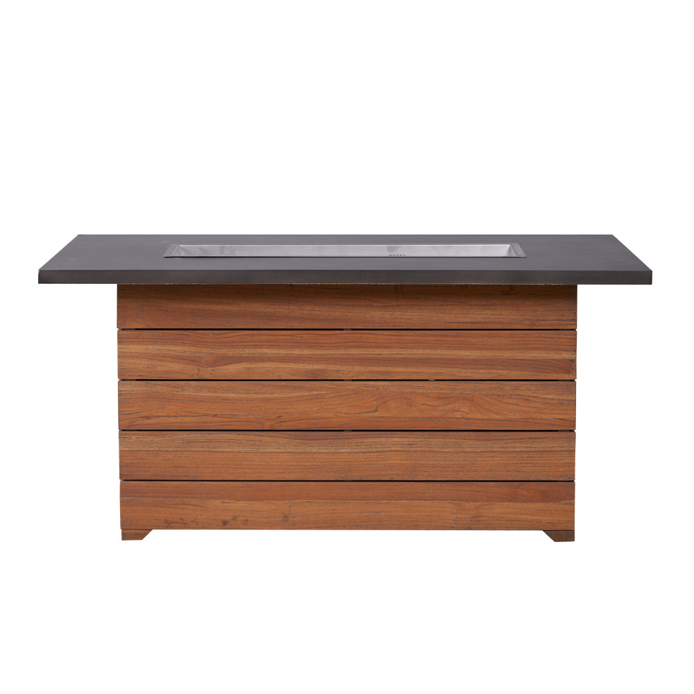 Lloyd Flanders Teak 52" Rect. Fire Table with Faux Concrete Top - 286098