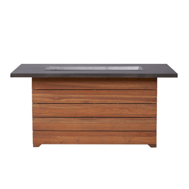 Lloyd Flanders Teak 52" Rect. Fire Table with Faux Concrete Top - 286098