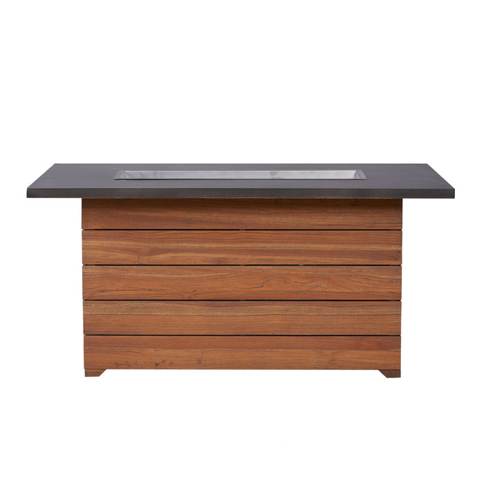 Lloyd Flanders Teak 52" Rect. Fire Table with Faux Concrete Top - 286098