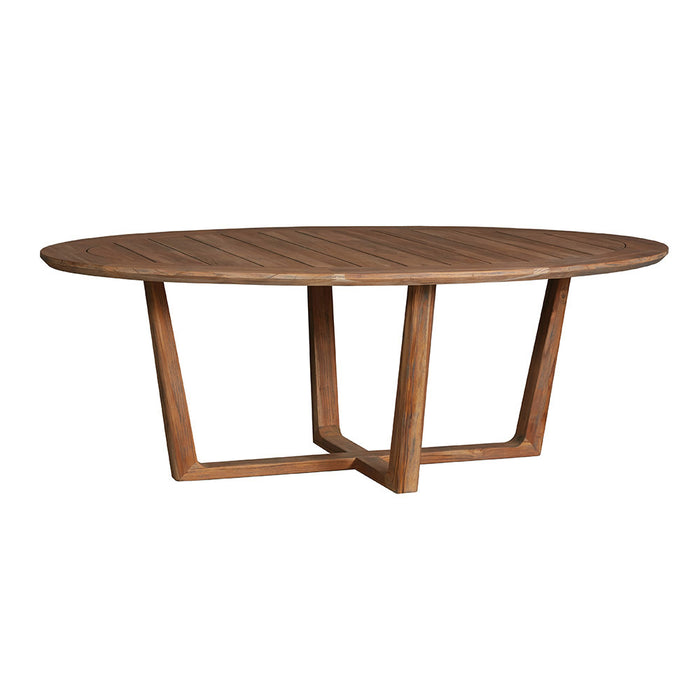 Lloyd Flanders Teak 84" Oval Sled Base Dining Table - 286384