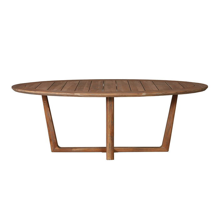 Lloyd Flanders Teak 84" Oval Sled Base Dining Table - 286384