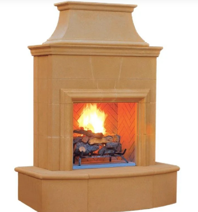 American Fyre Designs Vented Free-Standing Outdoor Petite Cordova Fireplace, Corner Square Edge- 025-08-N-CB-RBC