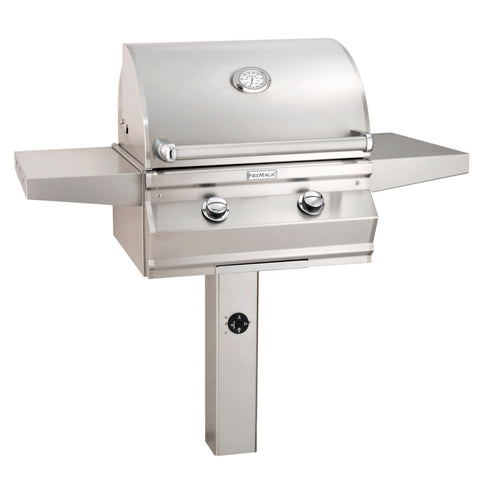 Image of Fire Magic Choice C430s 24" In-Ground Post Mount Grill with Analog Thermometer and 1-Hour Timer on Post
