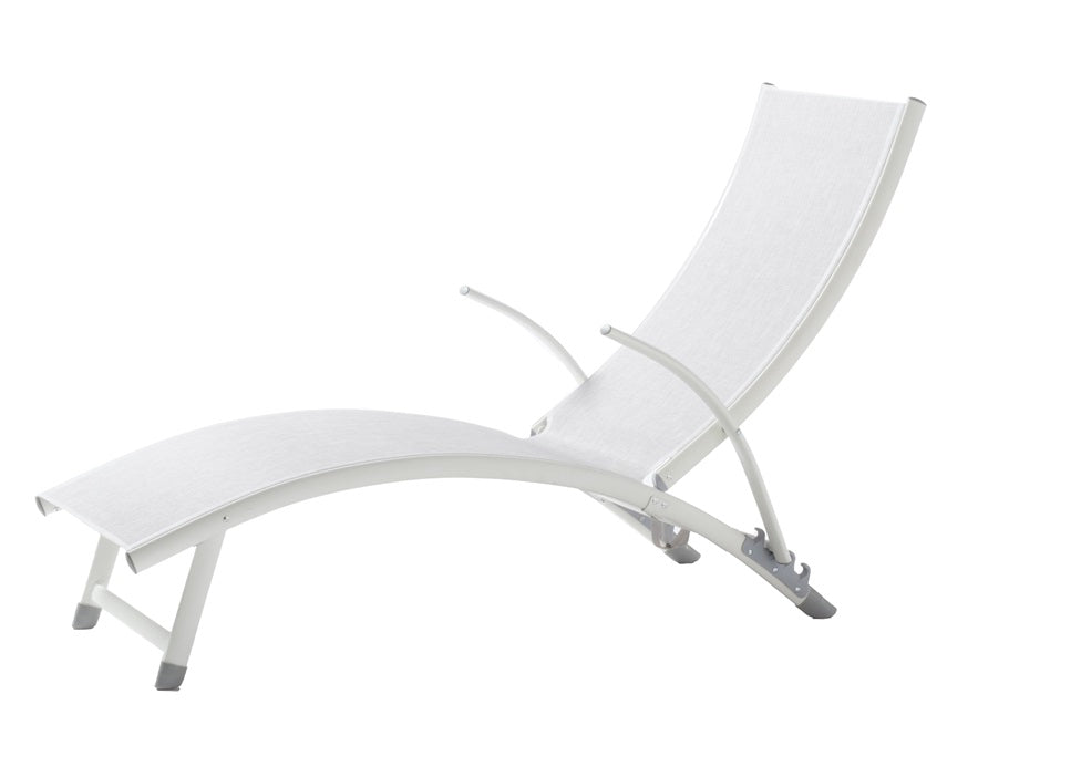 Alfresco Home SET OF TWO Poolside Stackable/Foldable Loft White Chaise Lounge - 26-3011