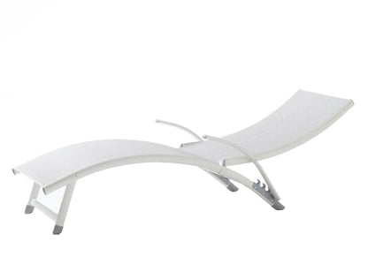 Alfresco Home SET OF TWO Poolside Stackable/Foldable Loft White Chaise Lounge - 26-3011