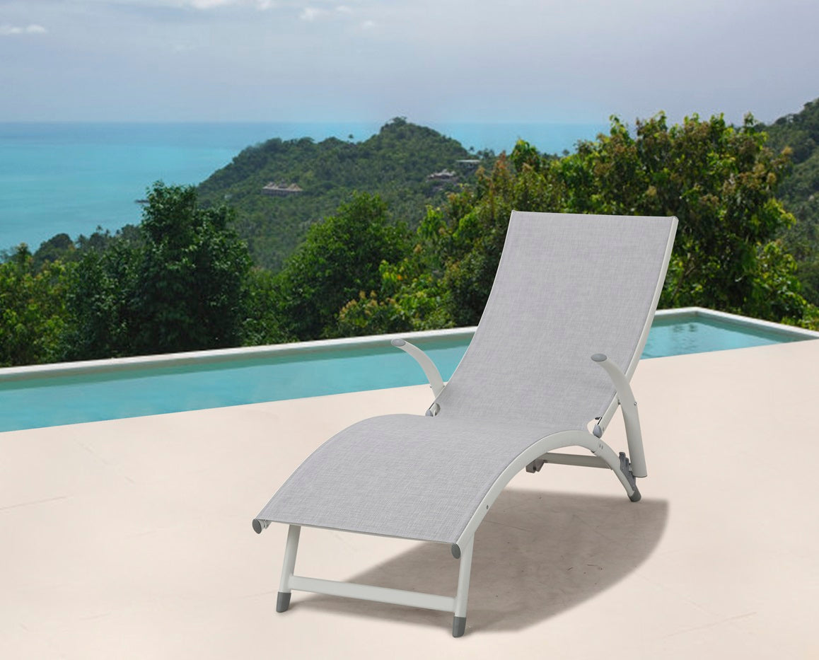 Alfresco Home SET OF TWO Poolside Stackable/Foldable Loft White Chaise Lounge - 26-3011