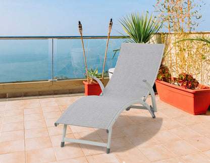 Alfresco Home SET OF TWO Poolside Stackable/Foldable Loft White Chaise Lounge - 26-3011