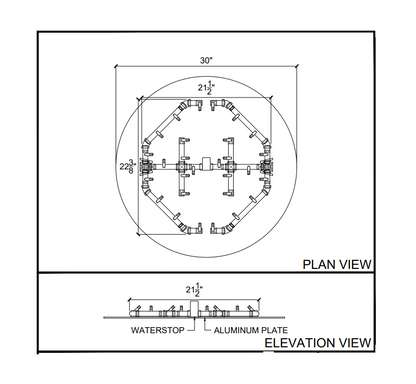 Warming Trends Octagonal CFBO280 Crossfire Brass Burner For 30" Opening or Larger with 30" Square Plate