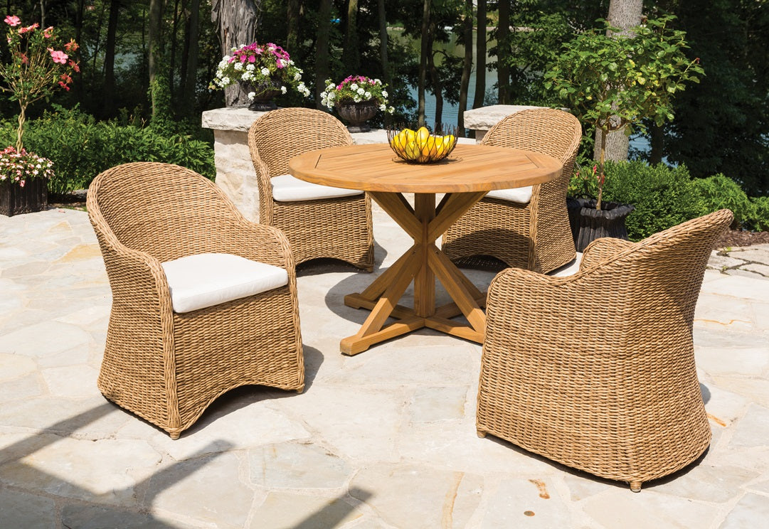 Lloyd Flanders Teak 48" Round Cross Base Dining Table - 286148