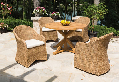 Lloyd Flanders Teak 48" Round Cross Base Dining Table - 286148
