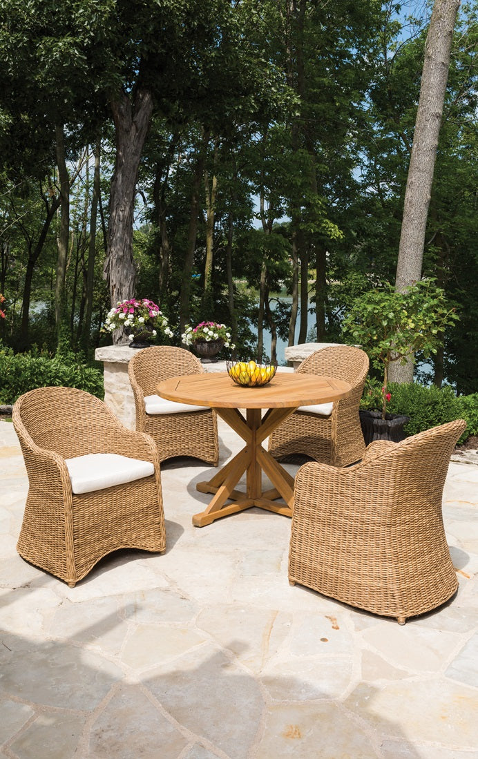 Lloyd Flanders Teak 48" Round Cross Base Dining Table - 286148