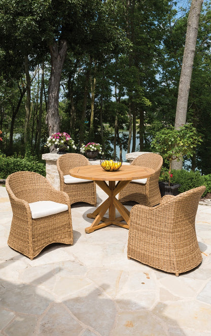 Lloyd Flanders Teak 48" Round Cross Base Dining Table - 286148