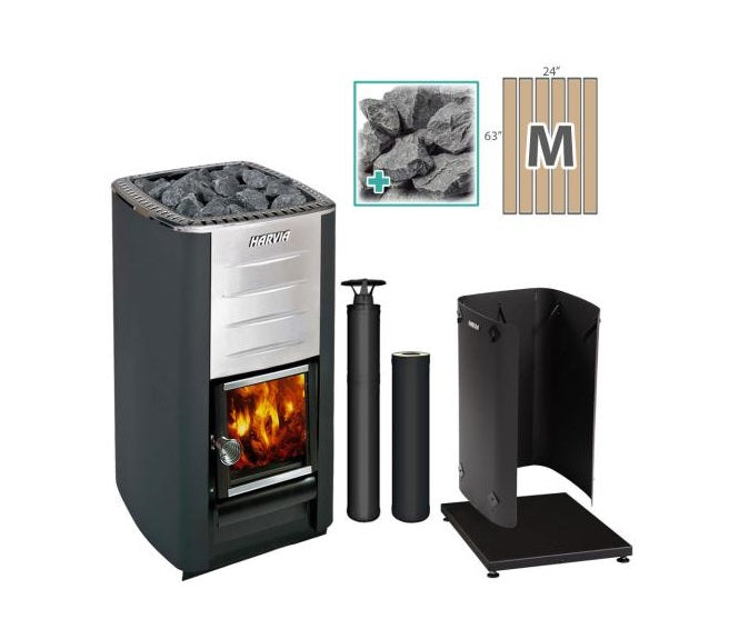 SaunaLife M3 Wood-Burning Stove Kit BK MD Floor