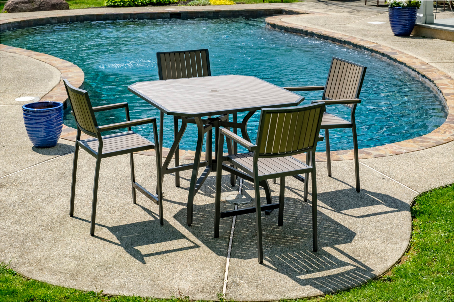 Alfresco Home Genevieve Aluminum & Polywood Stackable Gathering Arm Chair - 300-2004