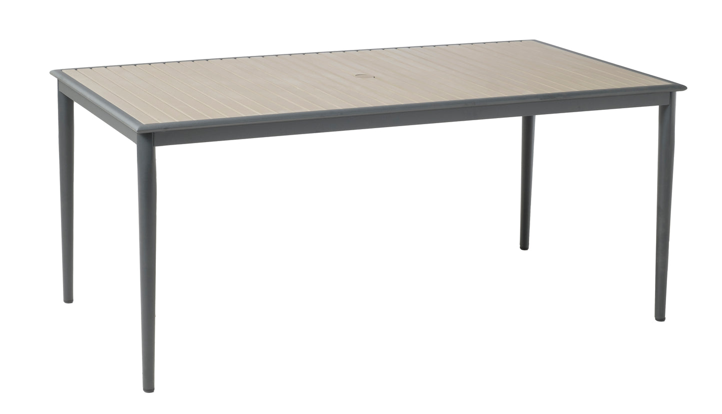 Alfresco Home Oden Gray Rectangular Aluminum & Polywood Dining Table with Umbrella Hole - 300-2009