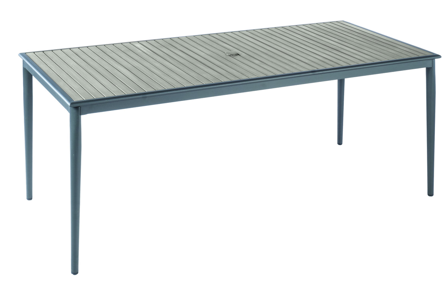 Alfresco Home Oden Gray 78" Rectangular Aluminum & Polywood Dining Table with Umbrella Hole - 300-2010