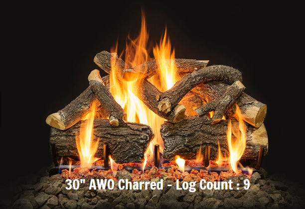Grand Canyon Gas Logs Arizona Weathered Oak Charred Log Sets, 18” to 42”