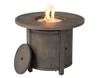 Alfresco Home Spirit 36" Round Gas Fire Pit Chat Table with Clear Glass Fire Beads - 310-3003