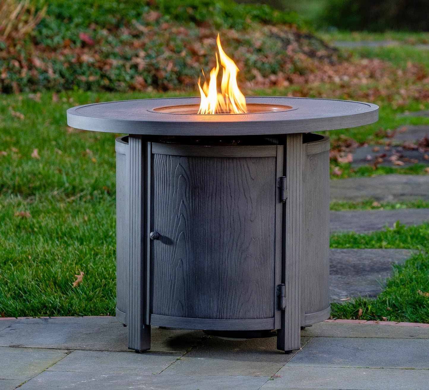 Alfresco Home Spirit 36" Round Gas Fire Pit Chat Table with Clear Glass Fire Beads - 310-3003