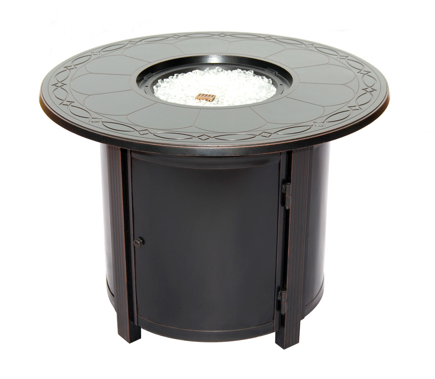 Alfresco Home Hartwick 34" Round Gas Fire Pit Chat Table with Clear Glass Fire Beads - 310-3004
