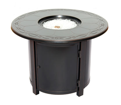 Alfresco Home Hartwick 34" Round Gas Fire Pit Chat Table with Clear Glass Fire Beads - 310-3004