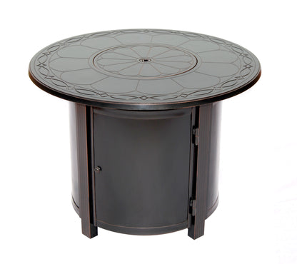 Alfresco Home Hartwick 34" Round Gas Fire Pit Chat Table with Clear Glass Fire Beads - 310-3004