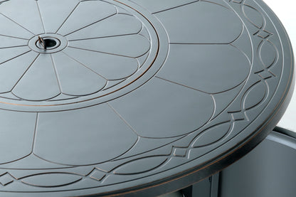 Alfresco Home Hartwick 34" Round Gas Fire Pit Chat Table with Clear Glass Fire Beads - 310-3004