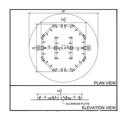 Warming Trends Octagonal CFBO320 Crossfire Brass Burner For 36" Opening or Larger with Flex Line Kit