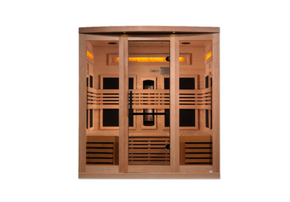 Golden Designs 6-Person Full Spectrum PureTech™ Near Zero EMF FAR Infrared Sauna with Himalayan Salt Bar