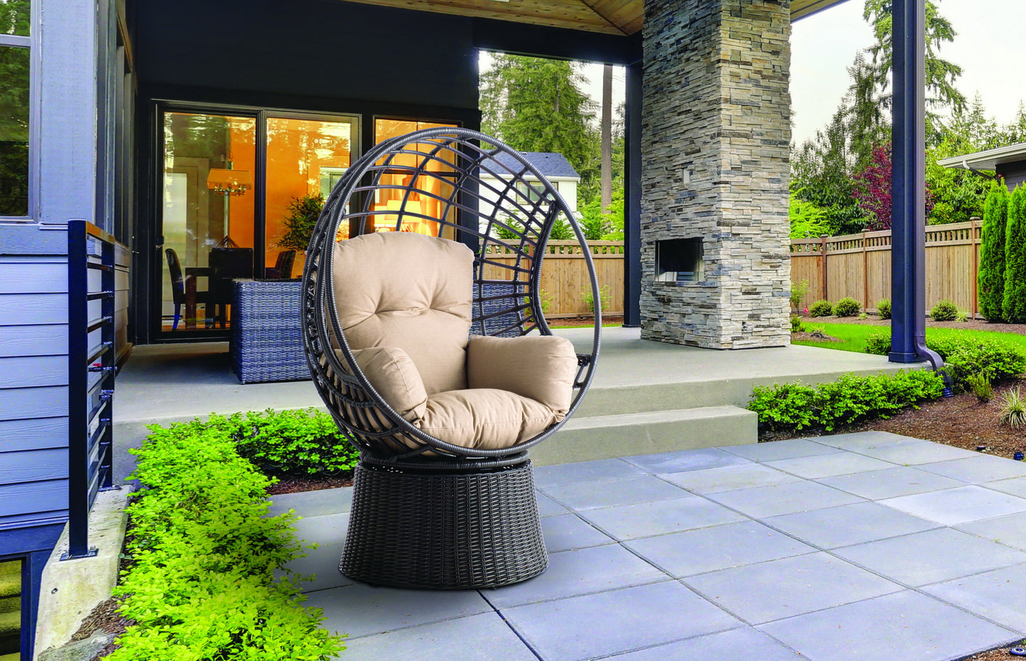 Alfresco Home Nadine DS Swivel Tear Drop Lounger, Sunbelieveable Dune Cushion Inclusive - 353-1700
