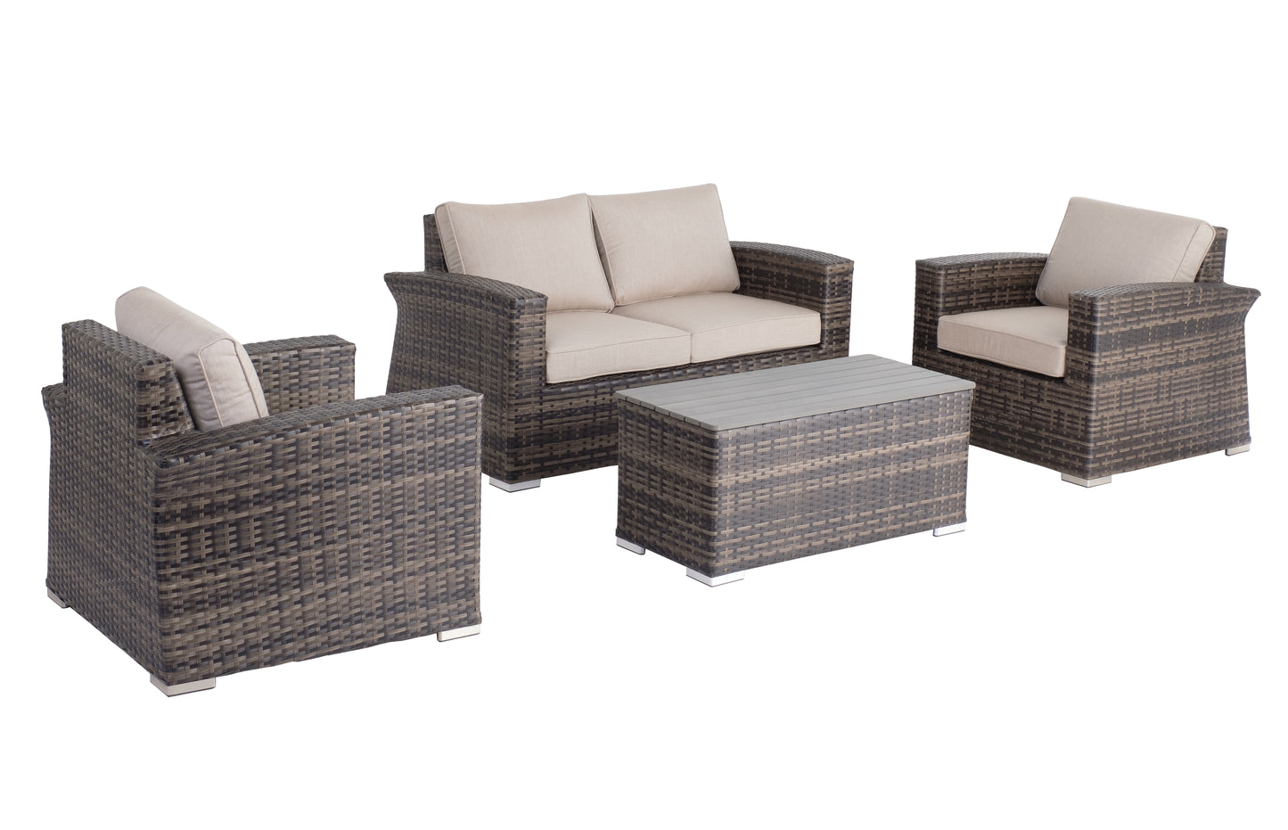 Alfresco Home Baily All Weather Wicker 4 Piece Love Seat Set with Sunbelievable Cushions - 353-1702